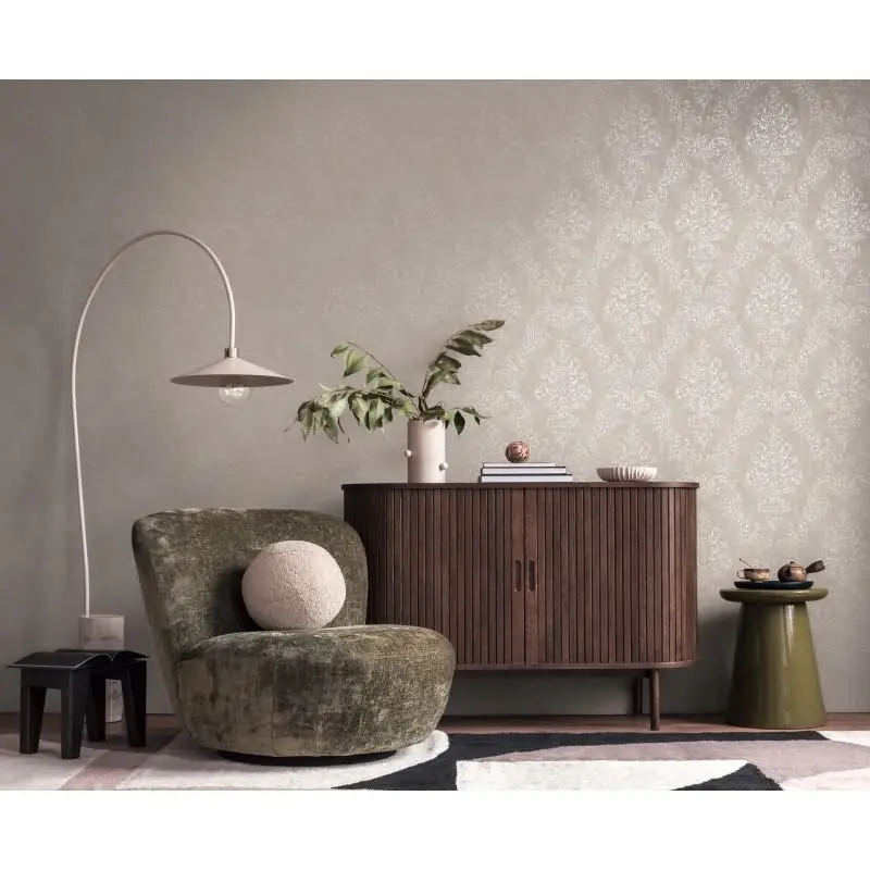 Barock-Tapete mit Ornamenten Beige Silber - Vliestapete edel - Mustertapete AS-Creation (KG-174514)