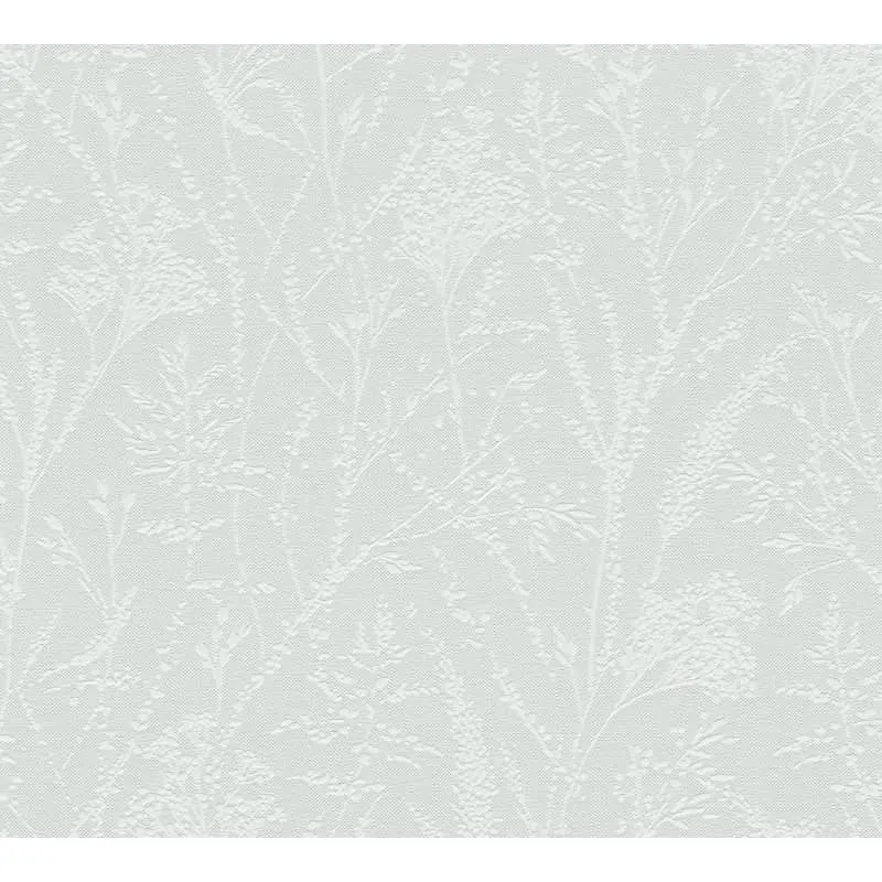 Florale Muster Tapete Mint Weiß - Vliestapete mit feinem Gräsermotiv - Strukturtapete AS-Creation (KG-174517)