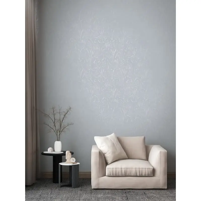 Florale Mustertapete Blau Grau - Vliestapete mit Gräser Motiv - Strukturtapete dezent AS-Creation (KG-174518)