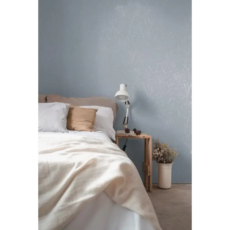 Florale Mustertapete Blau Grau - Vliestapete mit Gräser Motiv - Strukturtapete dezent AS-Creation (KG-174518)