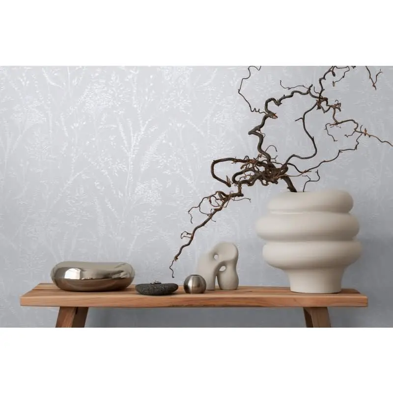 Florale Muster Tapete Rosa Weiß - Vlies Tapete mit zartem Gräsermotiv - Strukturtapete AS-Creation (KG-174520)