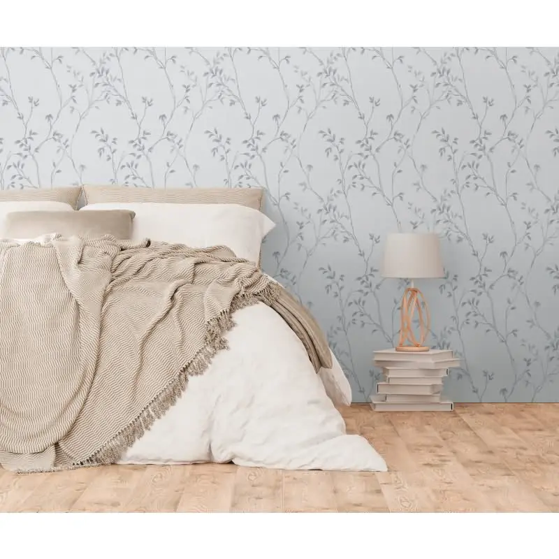 Pflanzen-Tapete Grau Anthrazit - Vliestapete mit Zweigen - Florale Mustertapete modern AS-Creation (KG-174524)