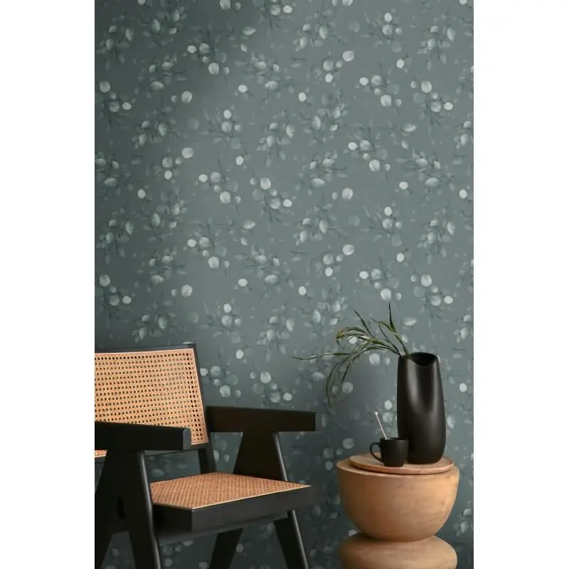 Florale Aquarell-Tapete Dunkelgrün Silber - Vliestapete mit Blättern - Elegante Mustertapete AS-Creation (KG-174527)