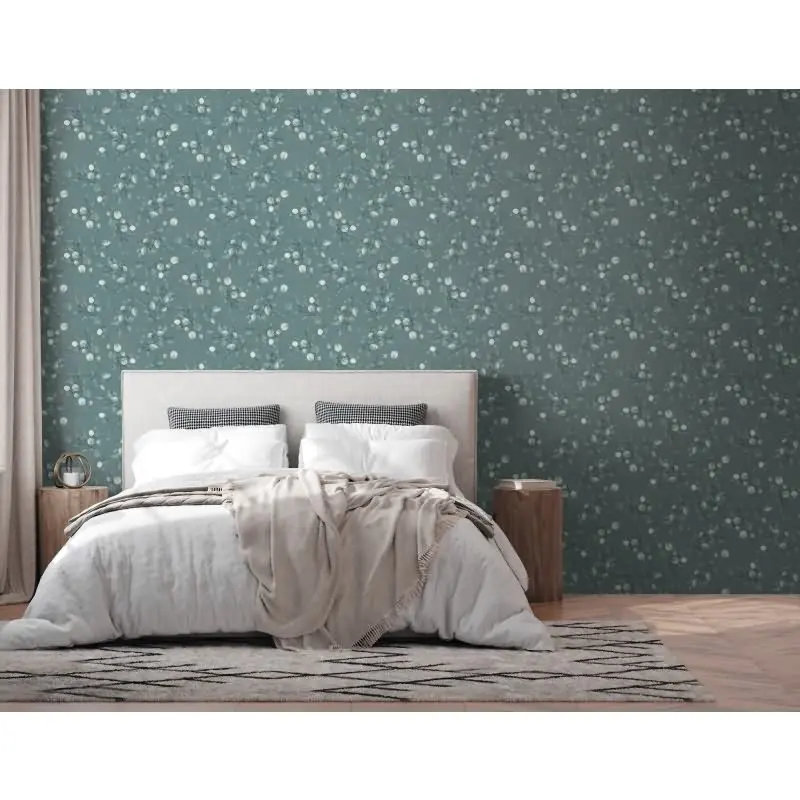 Florale Aquarell-Tapete Dunkelgrün Silber - Vliestapete mit Blättern - Elegante Mustertapete AS-Creation (KG-174527)