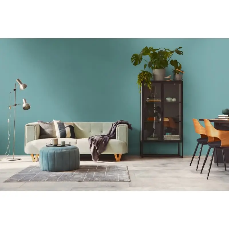 Uni Tapete mit Leinen Struktur Türkisblau - Vlies Tapete modern einfarbig AS-Creation (KG-174545)