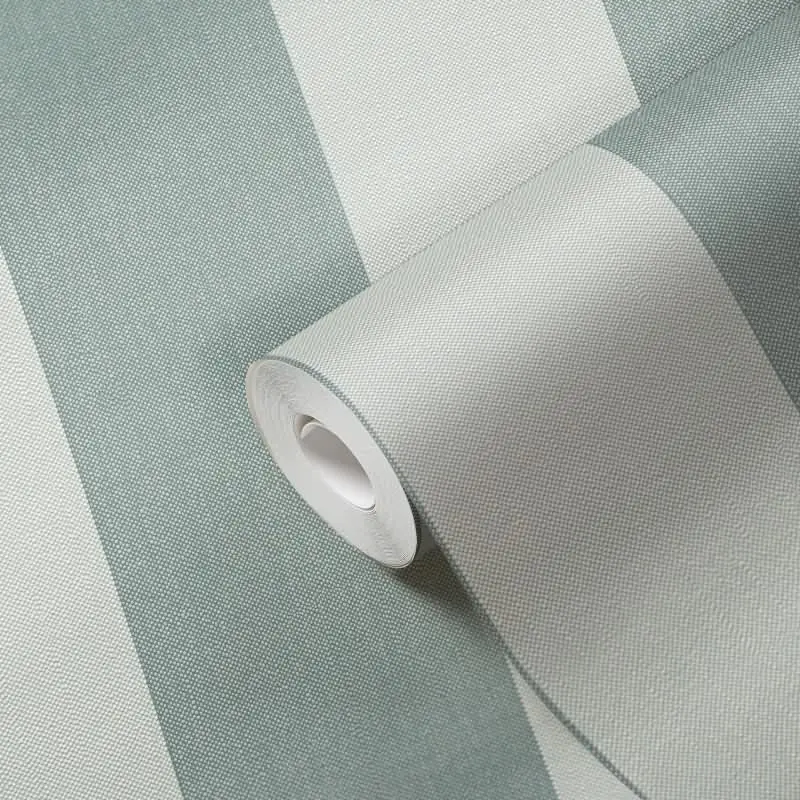 Streifentapete Grün Hellgrün - Vlies Tapete mit Leinenstruktur modern AS-Creation (KG-174548)