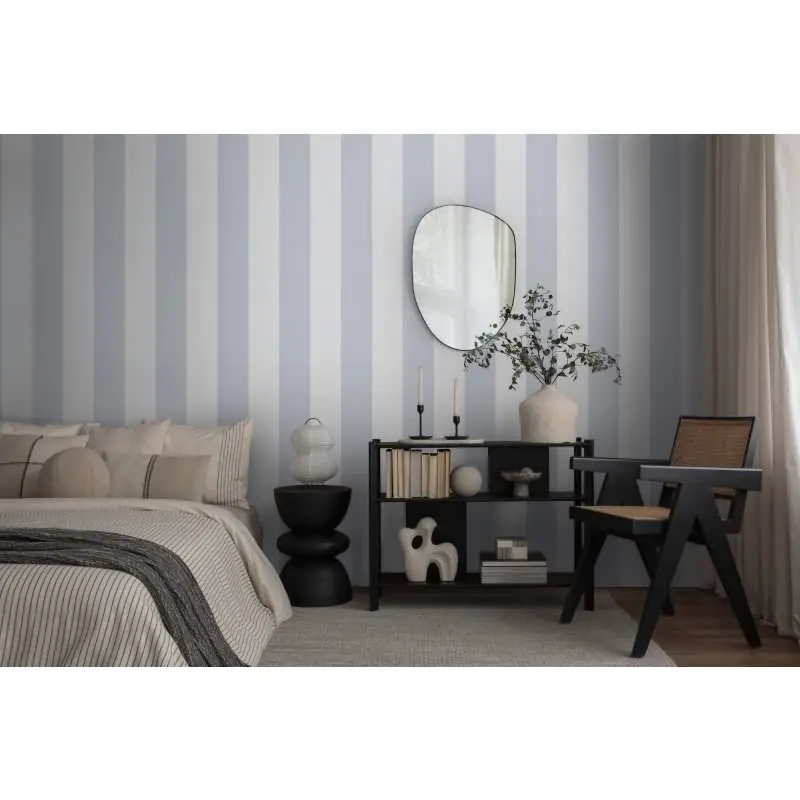 Streifentapete Grau Hellblau - Vliestapete mit Leinenstruktur modern frisch AS-Creation (KG-174550)