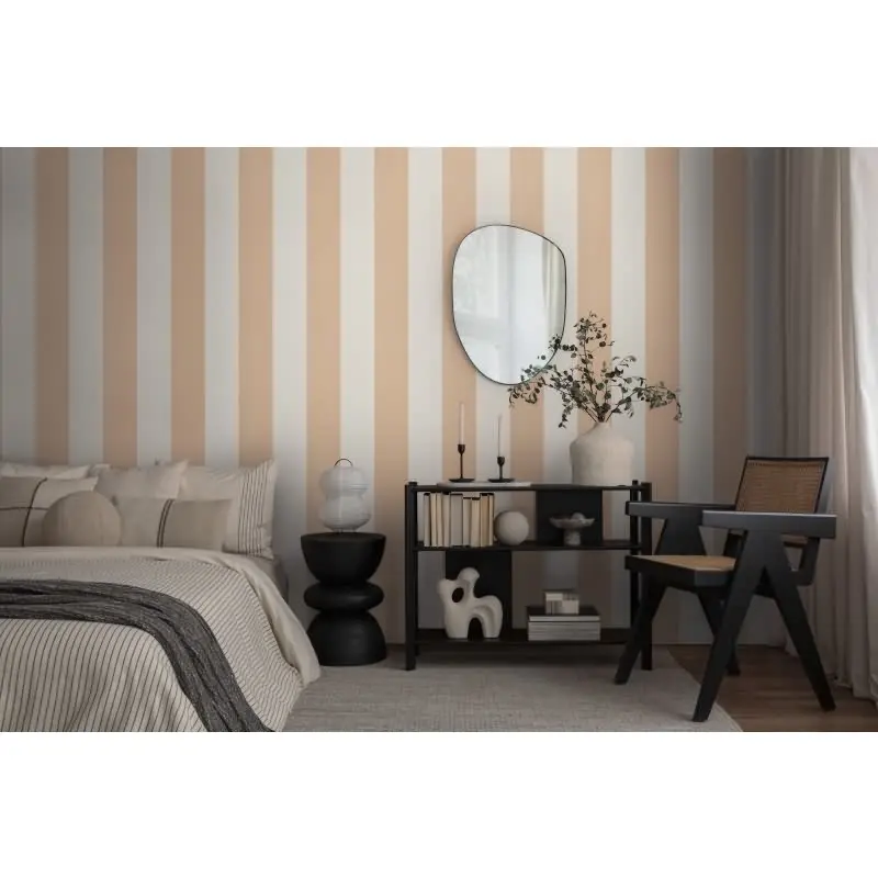 Streifen Tapete Beige Weiß - Vliestapete mit Leinen Struktur natürlich modern AS-Creation (KG-174551)