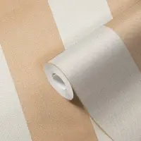 Streifen Tapete Beige Wei&szlig; - Vliestapete mit Leinen...