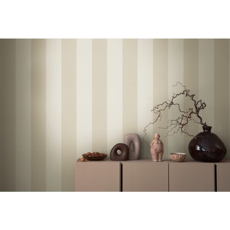 Streifen Tapete Weiß Beige Braun - Vliestapete mit Leinenstruktur warm modern AS-Creation (KG-174557)