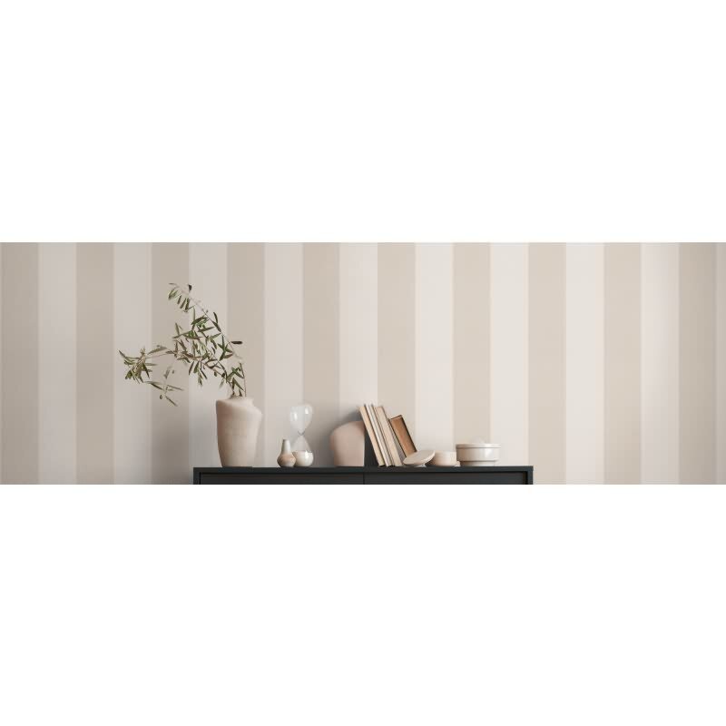 Streifen Tapete Weiß Beige Braun - Vliestapete mit Leinenstruktur warm modern AS-Creation (KG-174557)