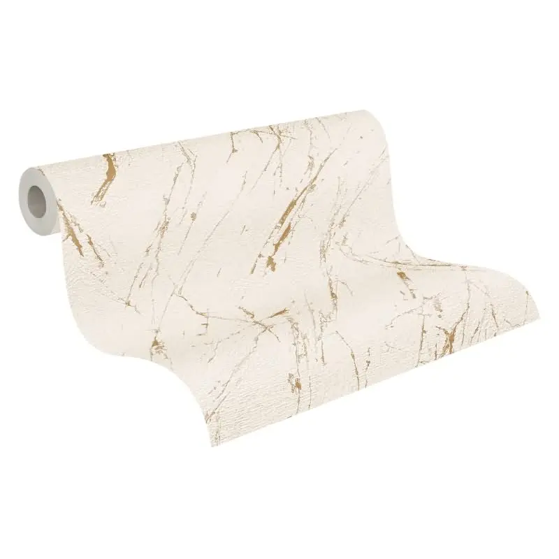 Marmoroptik-Tapete Creme Gold - Vliestapete mit Glanz - Warmer Steinlook edel AS-Creation (KG-174565)