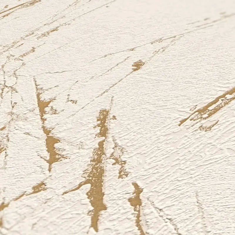 Marmoroptik-Tapete Creme Gold - Vliestapete mit Glanz - Warmer Steinlook edel AS-Creation (KG-174565)