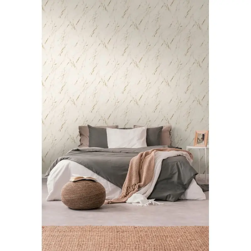 Marmoroptik-Tapete Creme Gold - Vliestapete mit Glanz - Warmer Steinlook edel AS-Creation (KG-174565)