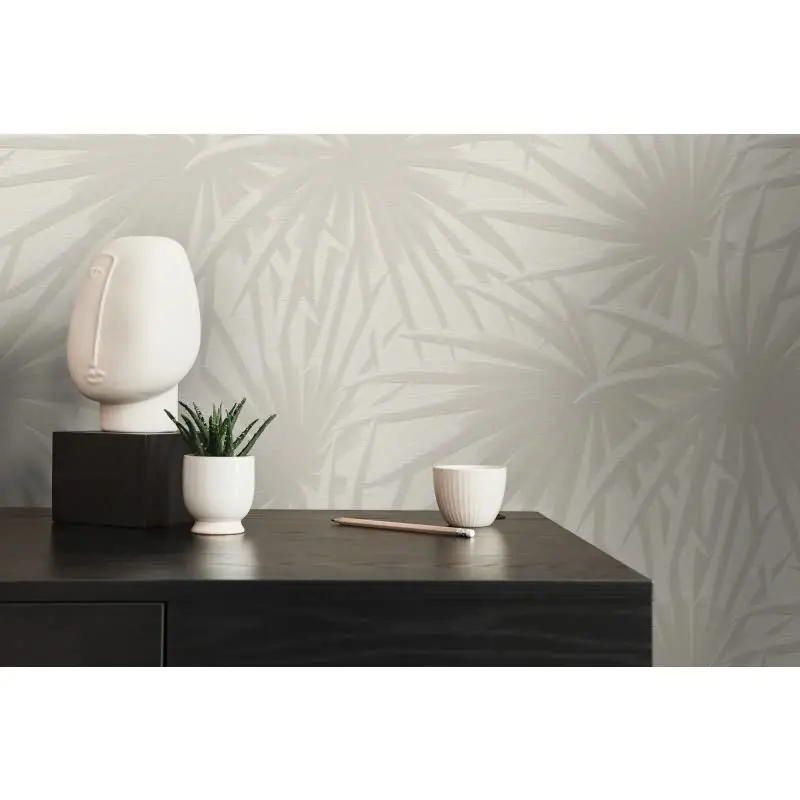 Palmen-Tapete Beige Sand - Vliestapete mit tropischem Muster - Naturdesign matt AS-Creation (KG-174566)