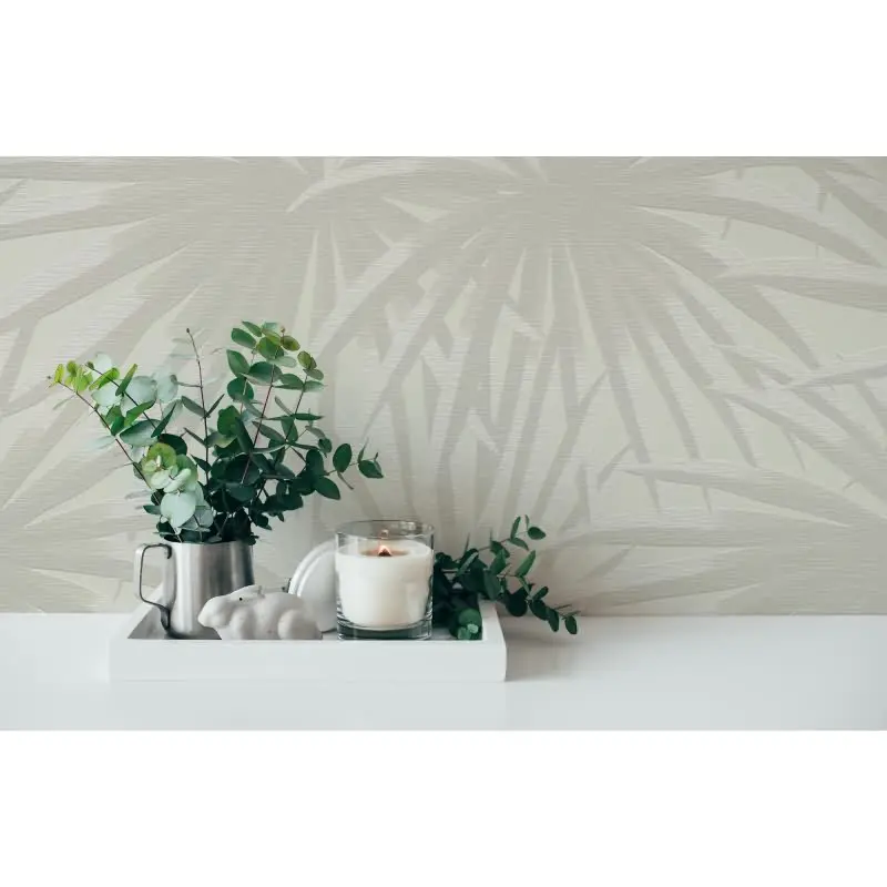 Palmen-Tapete Beige Sand - Vliestapete mit tropischem Muster - Naturdesign matt AS-Creation (KG-174566)