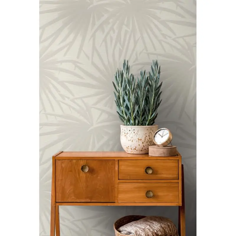 Palmen-Tapete Beige Sand - Vliestapete mit tropischem Muster - Naturdesign matt AS-Creation (KG-174566)