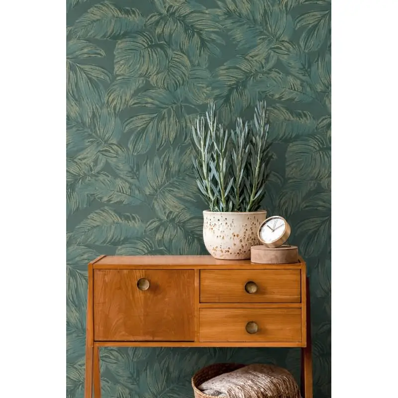 Dschungel-Tapete Petrol Grün - Vliestapete mit Blättermuster - Tropisch matt strukturiert AS-Creation (KG-174576)