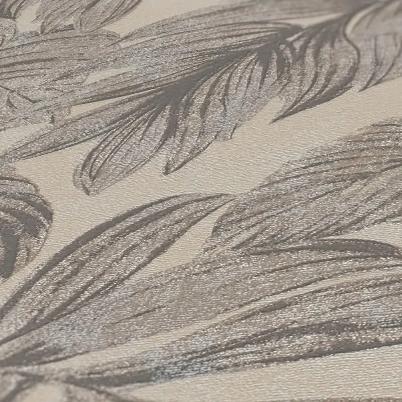 Dschungel-Tapete Beige Grau - Vliestapete mit Blättermotiv - Tropisches Design matt AS-Creation (KG-174577)
