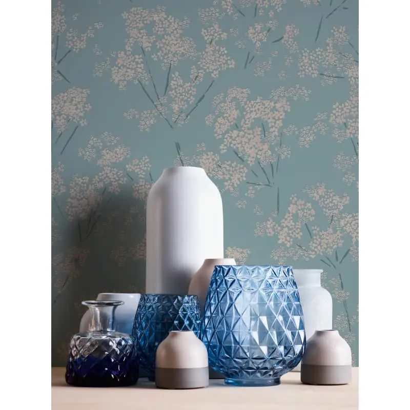 Blumentapete Blau Weiß - Vliestapete mit floralen Zweigen - Verspielt & frisch AS-Creation (KG-174606)