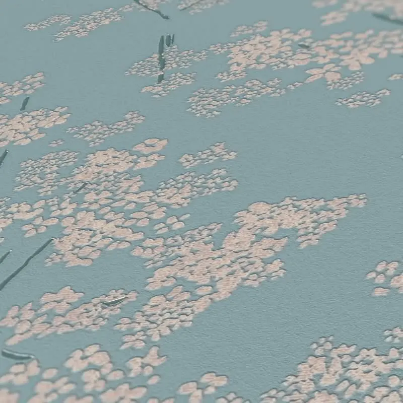 Blumentapete Blau Weiß - Vliestapete mit floralen Zweigen - Verspielt & frisch AS-Creation (KG-174606)