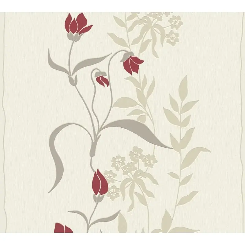 Florale Tapete Beige Rot - Vliestapete mit Blumenranken - Elegant & verspielt AS-Creation (KG-174618)