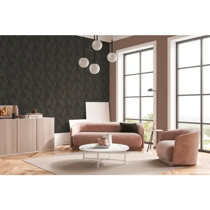 3D-Tapete Geometrisch Dunkelgrün Braun - Vliestapete mit Faltoptik - Mustertapete livingwalls (KG-174622)