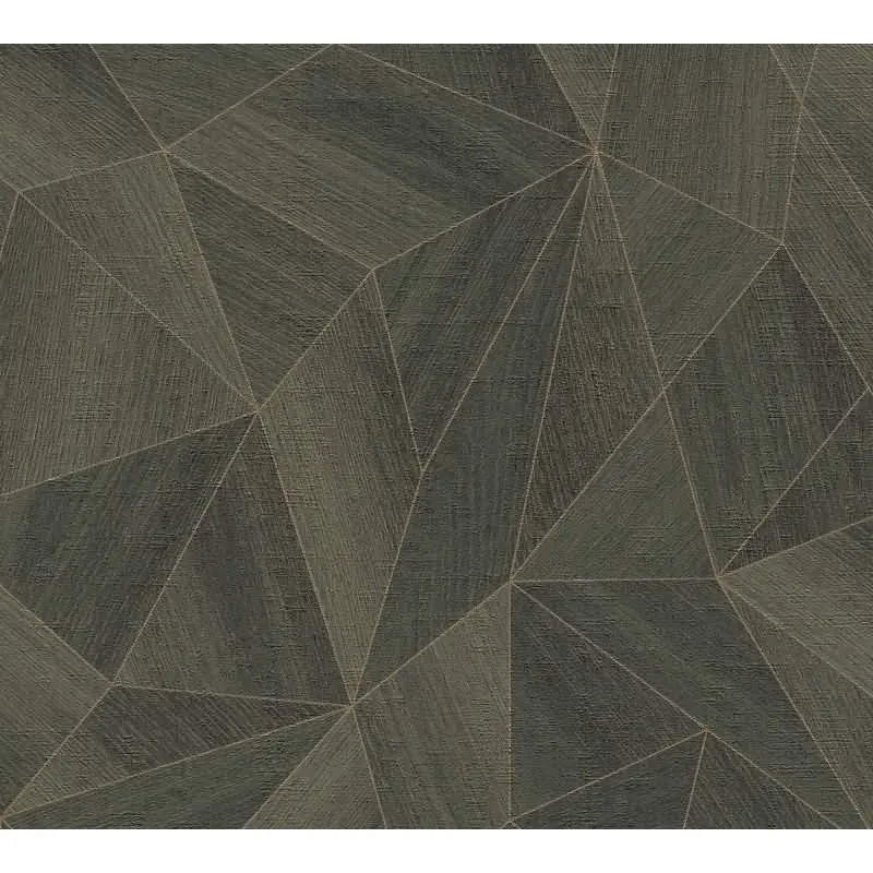 3D-Tapete Geometrisch Dunkelgrün Braun - Vliestapete mit Faltoptik - Mustertapete livingwalls (KG-174622)