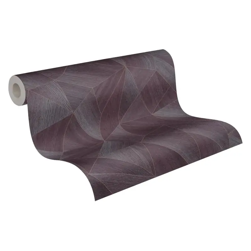 3D-Tapete Geometrisch Bordeaux Grau - Vliestapete mit Faltoptik - Mustertapete modern livingwalls (KG-174623)