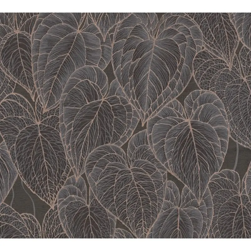 Blätter-Tapete Dunkelbraun Kupfer - Vliestapete mit Blattmuster - Mustertapete elegant livingwalls (KG-174628)