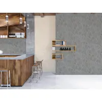 Bl&auml;tter-Tapete Grau Silber - Vliestapete mit...