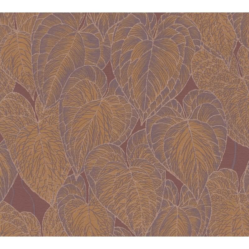 Blätter-Tapete Terracotta Kupfer - Vliestapete mit Blattmuster - Mustertapete modern livingwalls (KG-174630)