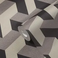 3D-Tapete W&uuml;rfeloptik Beige Braun - Vliestapete...