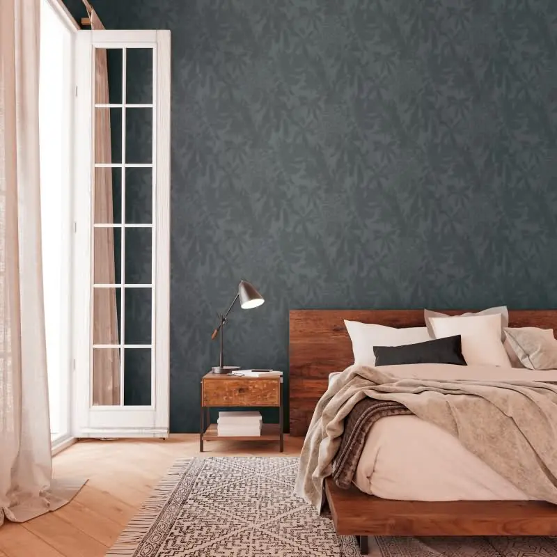 Dschungel-Tapete Dunkelblau Grau - Vliestapete mit Palmenmotiv - Mustertapete modern livingwalls (KG-174645)