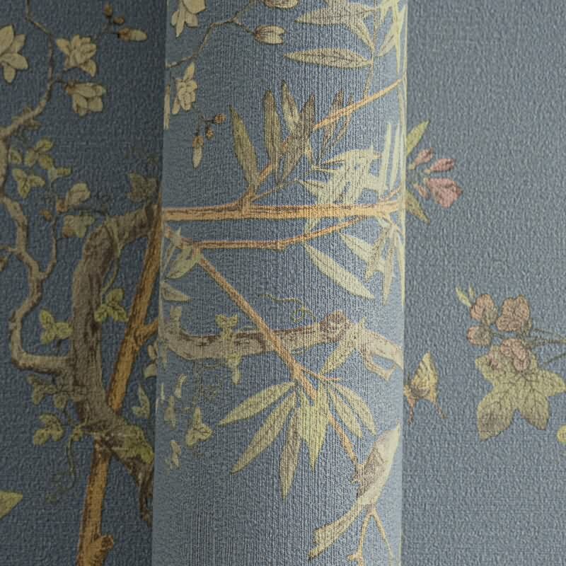 Blumen-Tapete mit Schmetterlinge Blau Bunt - Vliestapete klassisch strukturiert AS-Creation (KG-174679)