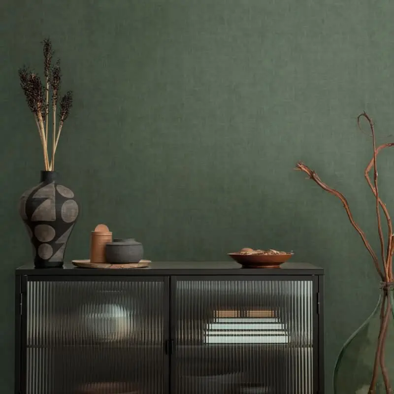 Tapete in Leinenstruktur Dunkelgrün - Schlichte Vliestapete modern AS-Creation (KG-174690)