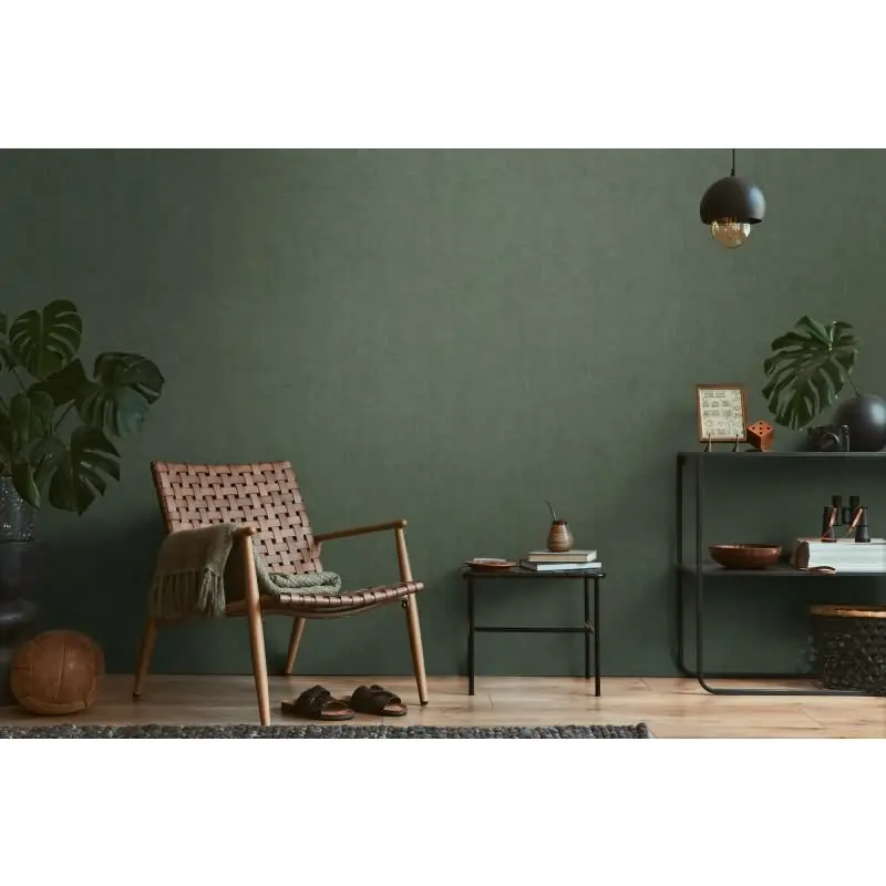Tapete in Leinenstruktur Dunkelgrün - Schlichte Vliestapete modern AS-Creation (KG-174690)