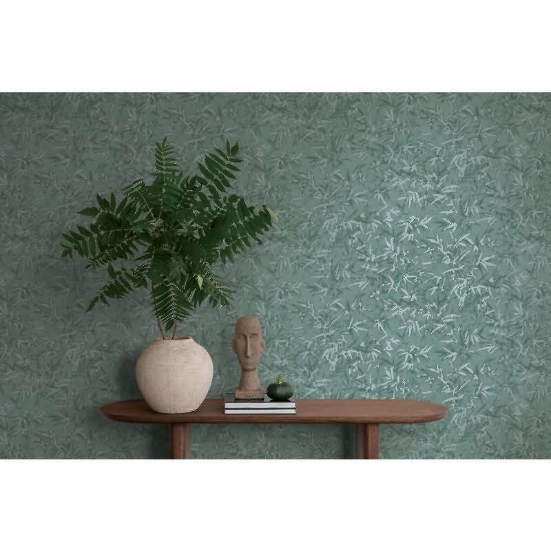 Tapete in Bambusoptik Dunkelgrün Hellgrün - Vliestapete strukturiert elegant AS-Creation (KG-174699)