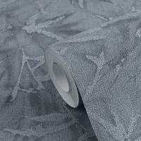 Tapete in Bambusoptik Blau Grau - Vliestapete Naturmotiv...