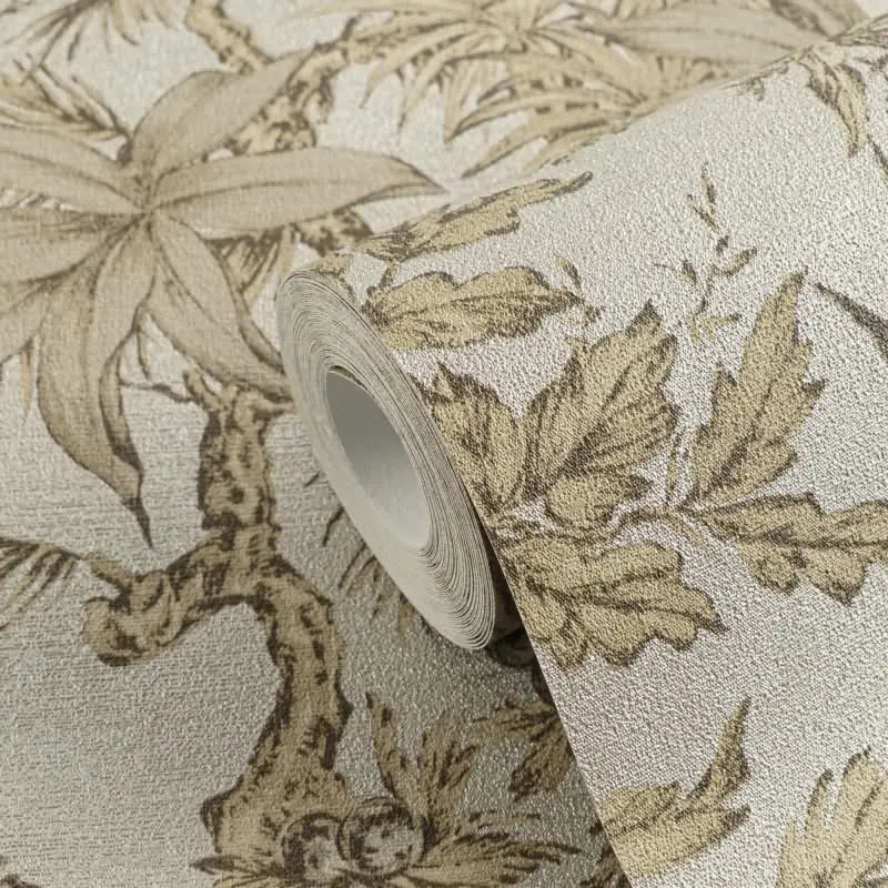 Tapete in Dschungeloptik Beige Braun - Vliestapete florales Motiv klassisch AS-Creation (KG-174704)