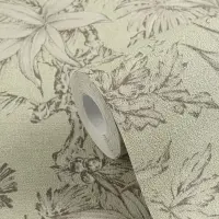 Tapete in Dschungeloptik Hellgr&uuml;n Beige -...