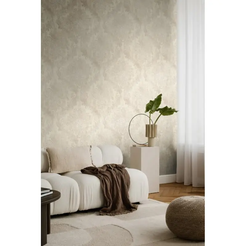 Tapete mit Barockmuster Beige Creme - Edle Damast-Tapete elegant strukturiert - Vliestapete AS-Creation (KG-174713)