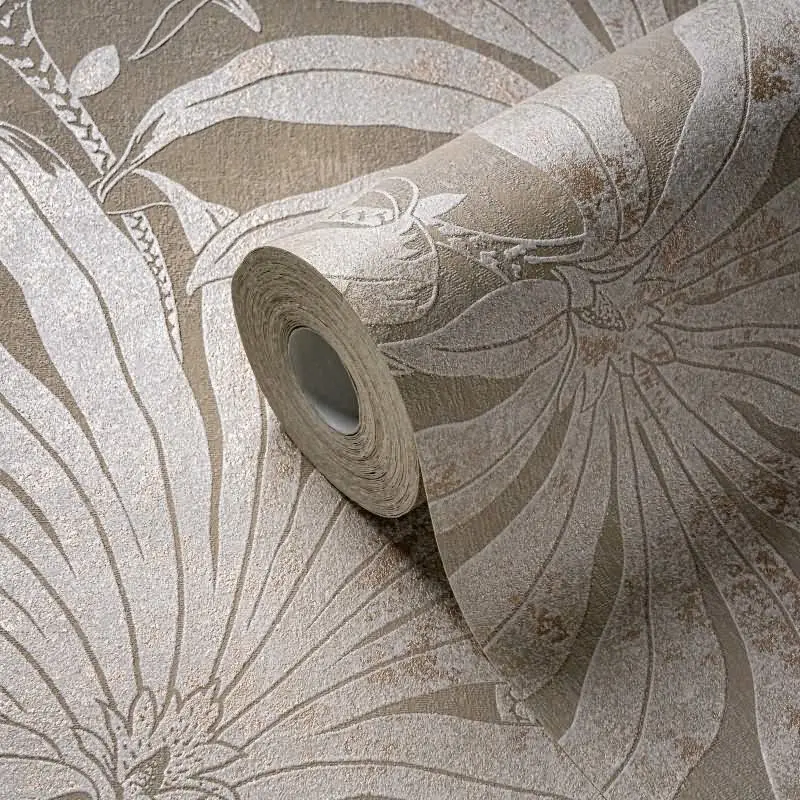 Tapete mit Palmenmotiv Sand Beige - Vliestapete Dschungeloptik matt AS-Creation (KG-174726)