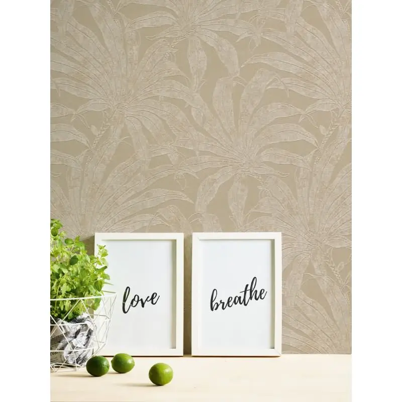 Tapete mit Palmenmotiv Sand Beige - Vliestapete Dschungeloptik matt AS-Creation (KG-174726)