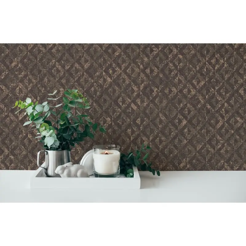 3D-Tapete geometrisch Schwarz Braun - Vliestapete mit Strukturmuster modern AS-Creation (KG-174746)