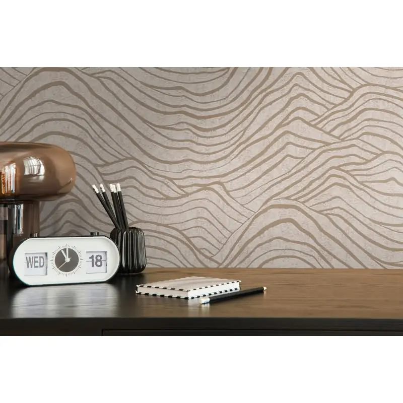 Abstrakte 3D-Tapete Wellen Beige Creme - Strukturierte Mustertapete Vlies AS-Creation (KG-174752)