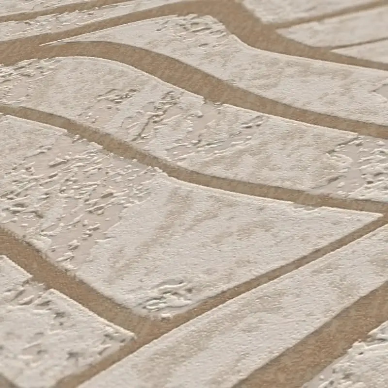 Abstrakte 3D-Tapete Wellen Beige Creme - Strukturierte Mustertapete Vlies AS-Creation (KG-174752)