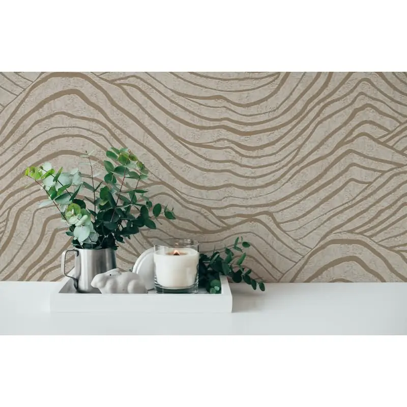 Abstrakte 3D-Tapete Wellen Beige Creme - Strukturierte Mustertapete Vlies AS-Creation (KG-174752)
