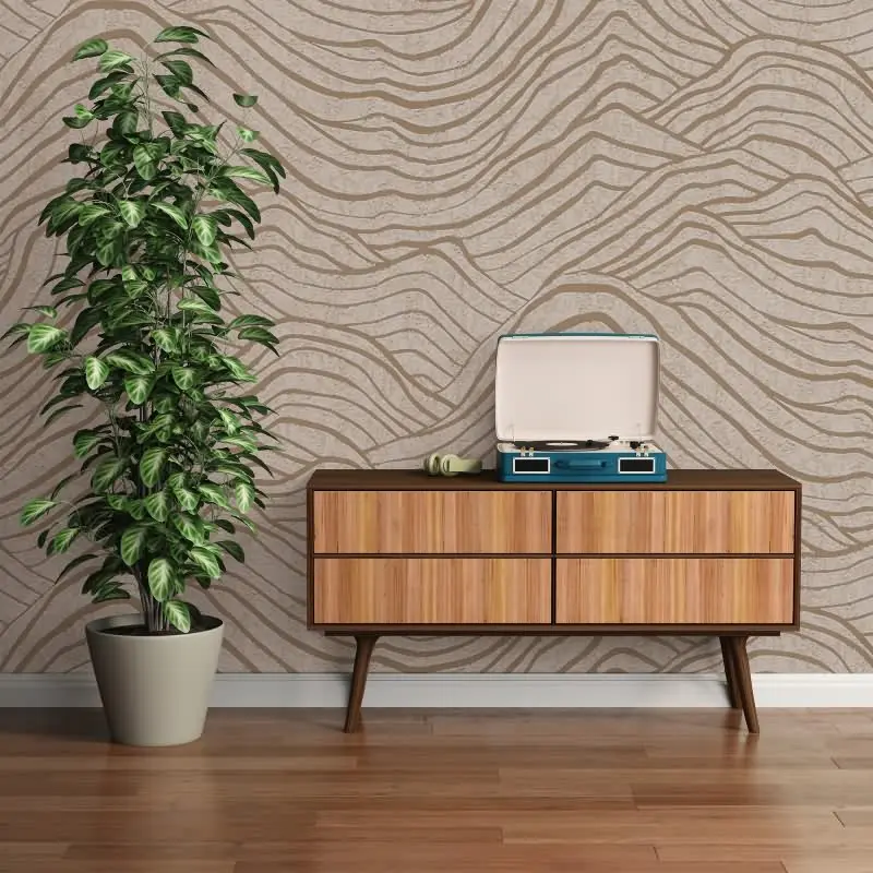 Abstrakte 3D-Tapete Wellen Beige Creme - Strukturierte Mustertapete Vlies AS-Creation (KG-174752)