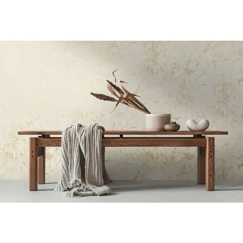 Tapete in Dschungeloptik Beige Gold - Vliestapete mit Palmenstruktur matt livingwalls (KG-174762)